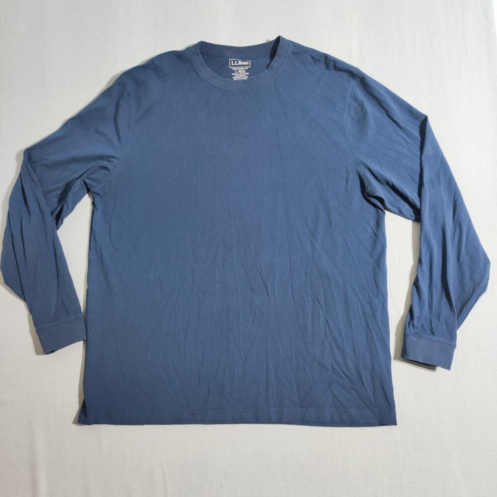 L.L.Bean crew neck long sleeve sweater men's size L blue traditional fit cotton